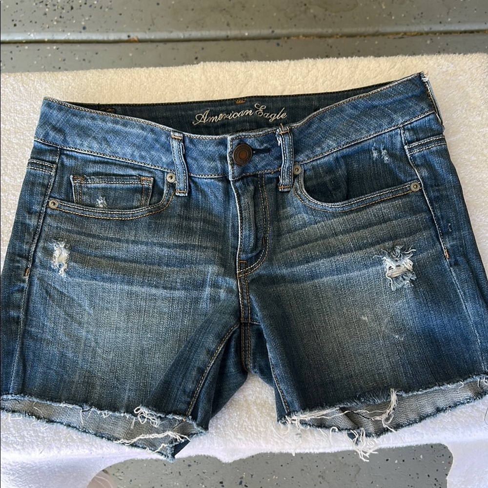 American Eagle Outfitters Blue Cut-Off Jean Shorts